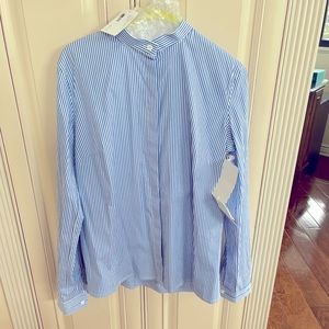 Dionlee gathered teardrop shirt blue stripe size8